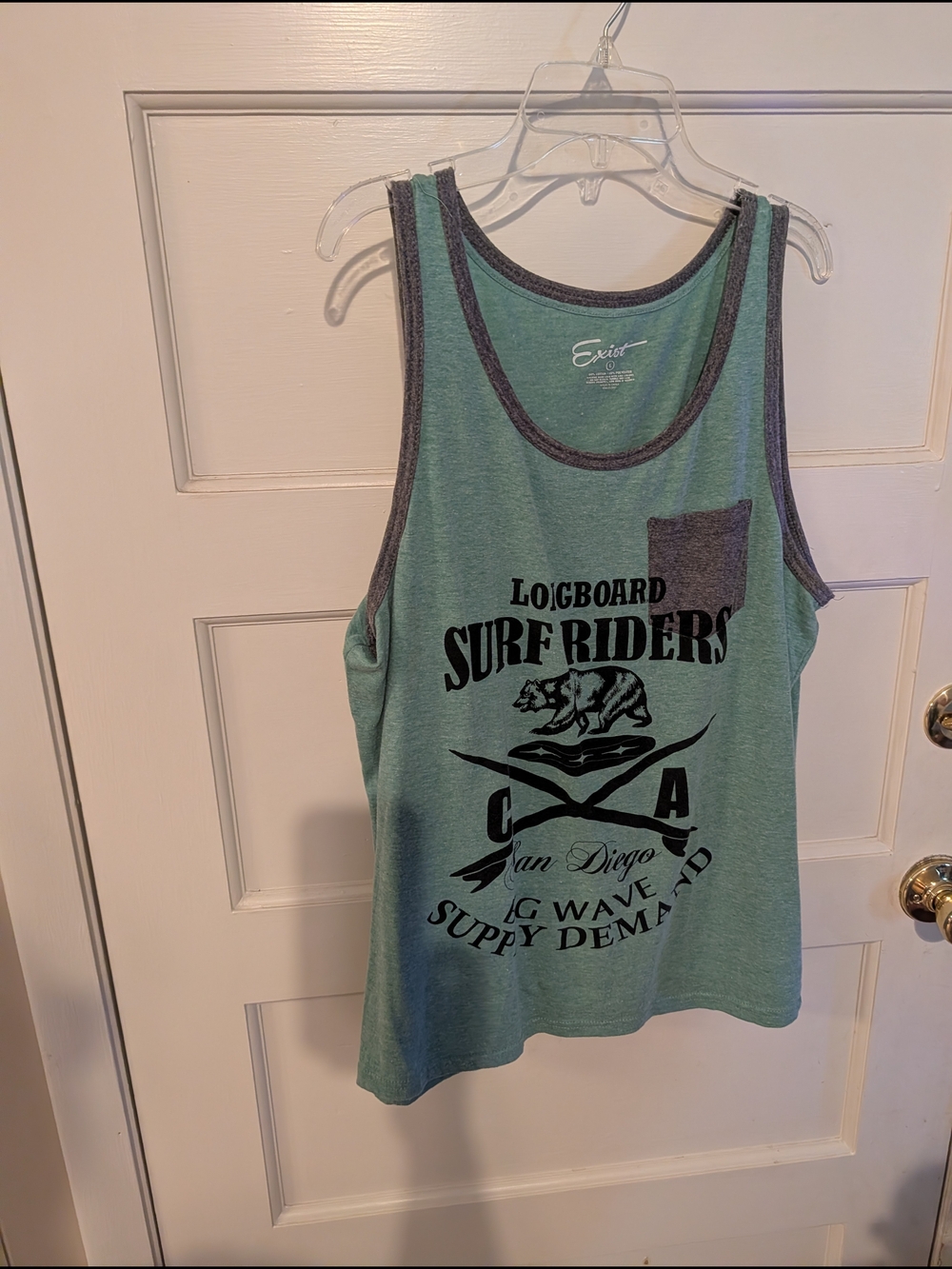 Exist Men’s Seafoam Green Tank Top with Charcoal Trim & Pocket